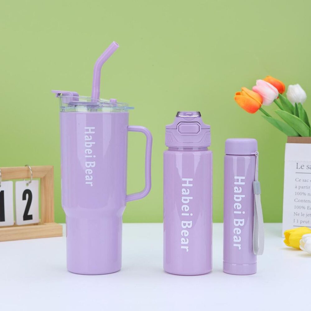 3-Piece Water Bottle Set with Built-In Straw - Image 4