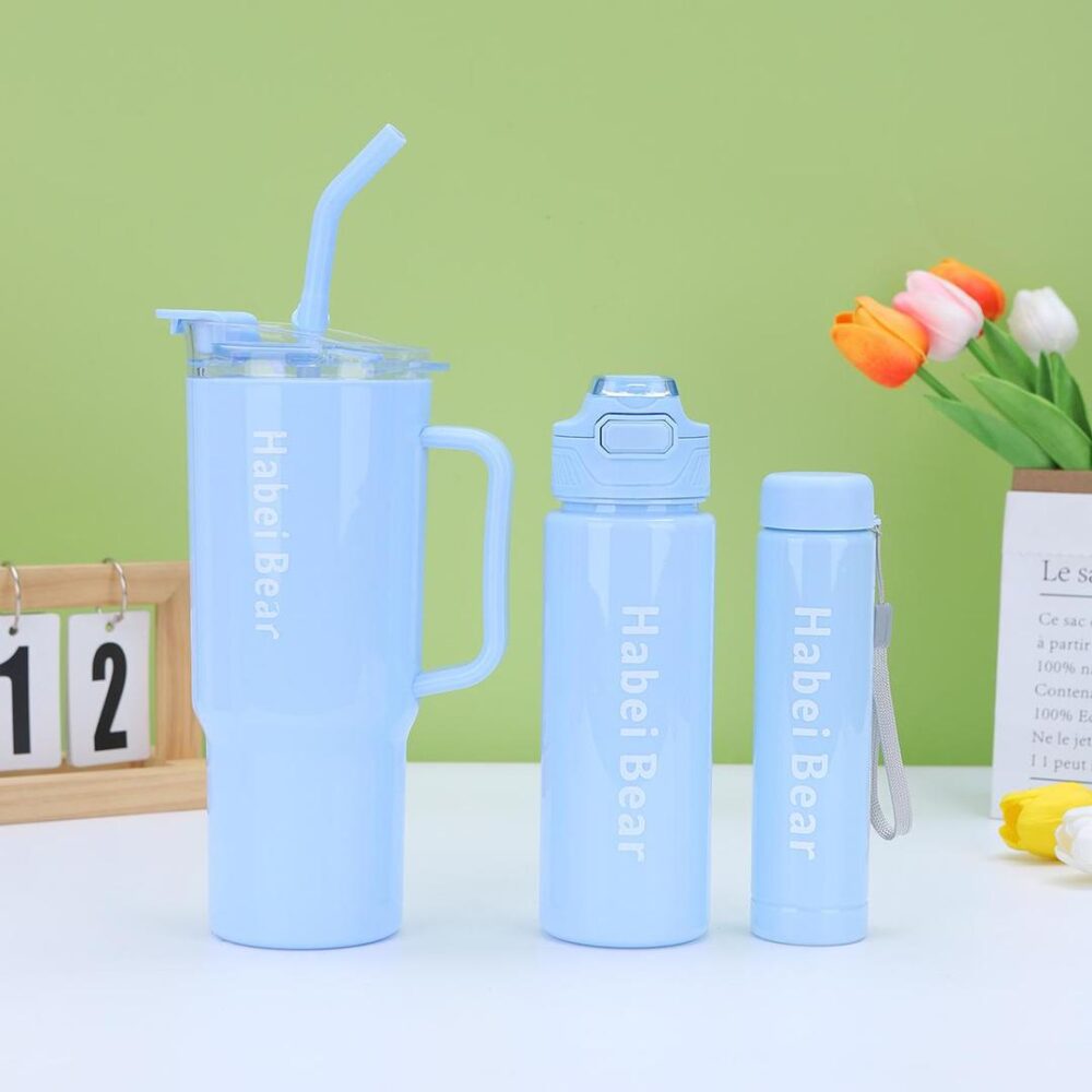3-Piece Water Bottle Set with Built-In Straw - Image 3