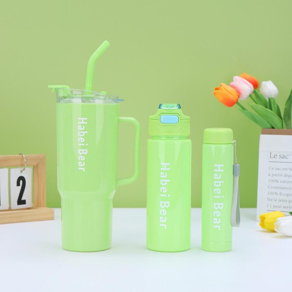 3-Piece Water Bottle Set with Built-In Straw - Image 2