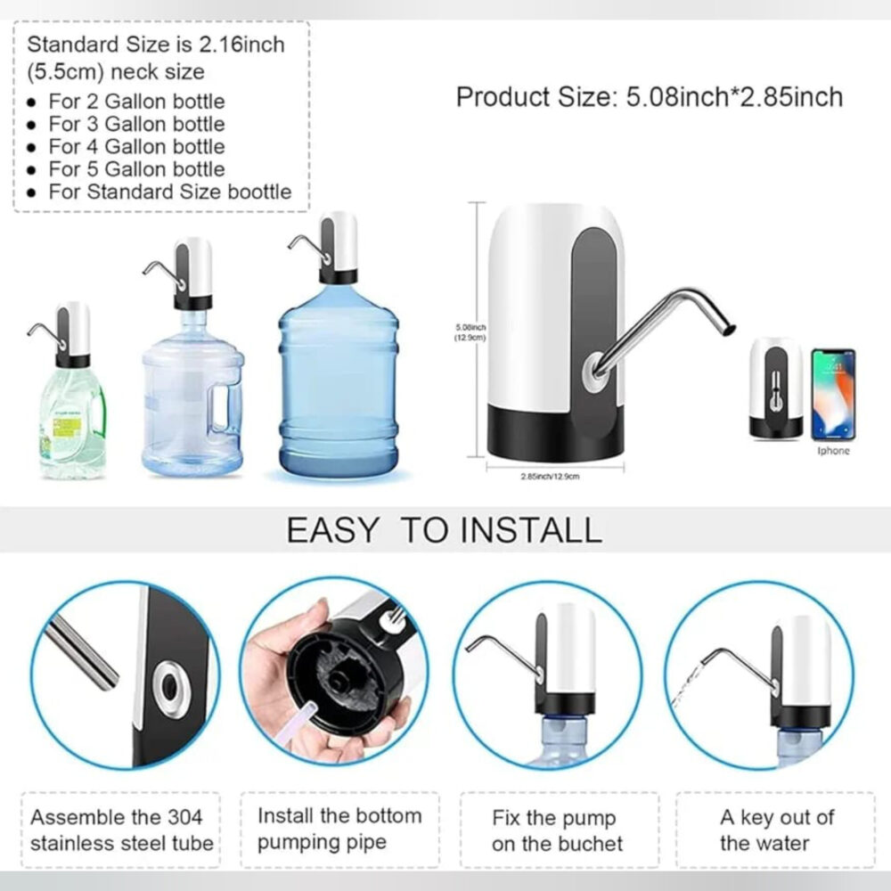 USB Rechargeable Water Bottle Pump - Image 4