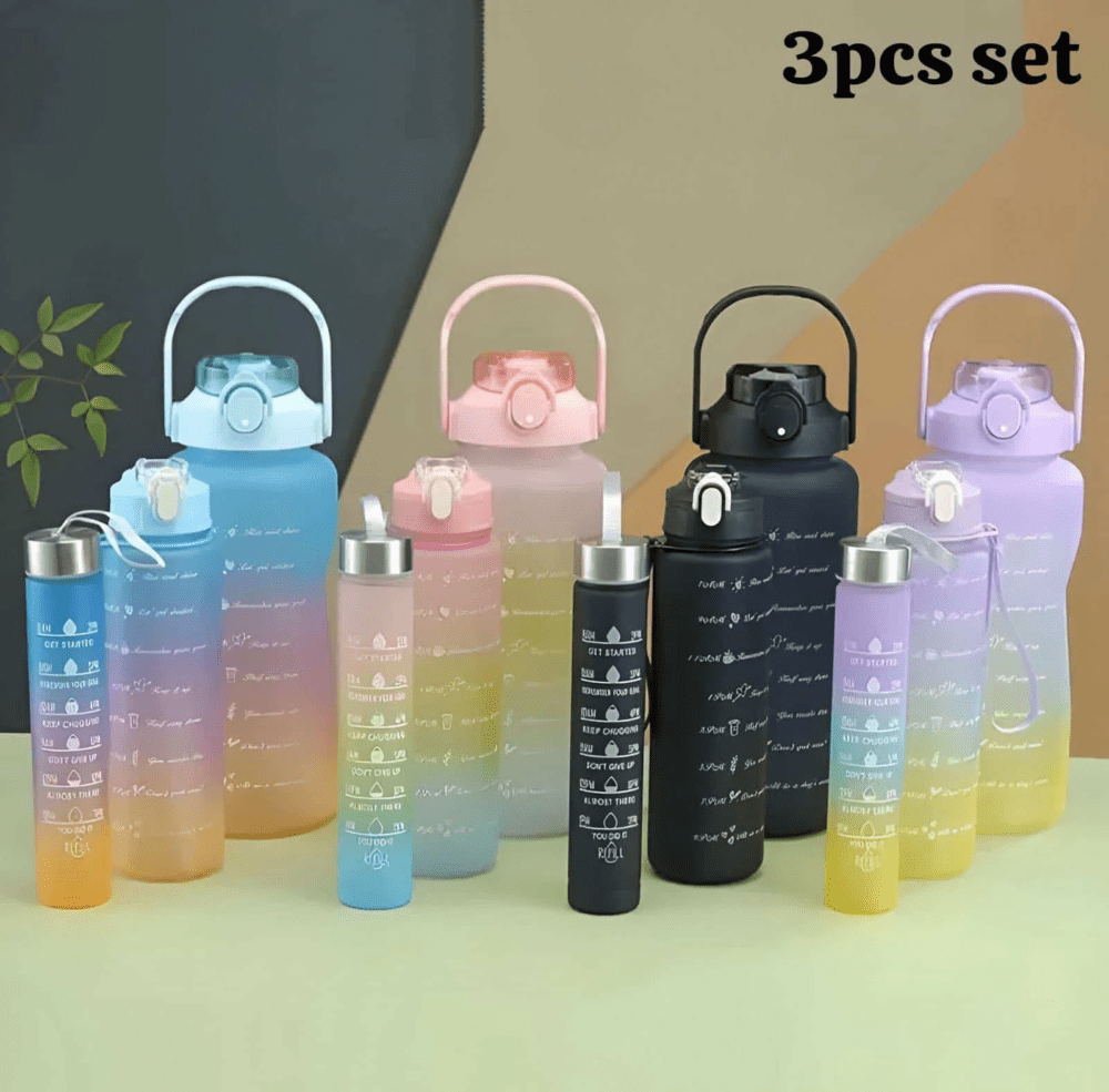 Large Capacity Gradient Water Bottle Set (3 Pcs) (Random Color) - Image 2