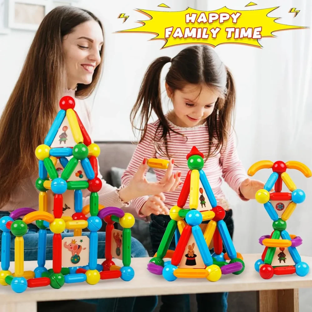Magnetic Building Blocks Toy – 36 & 42 - Piece Set - Image 3