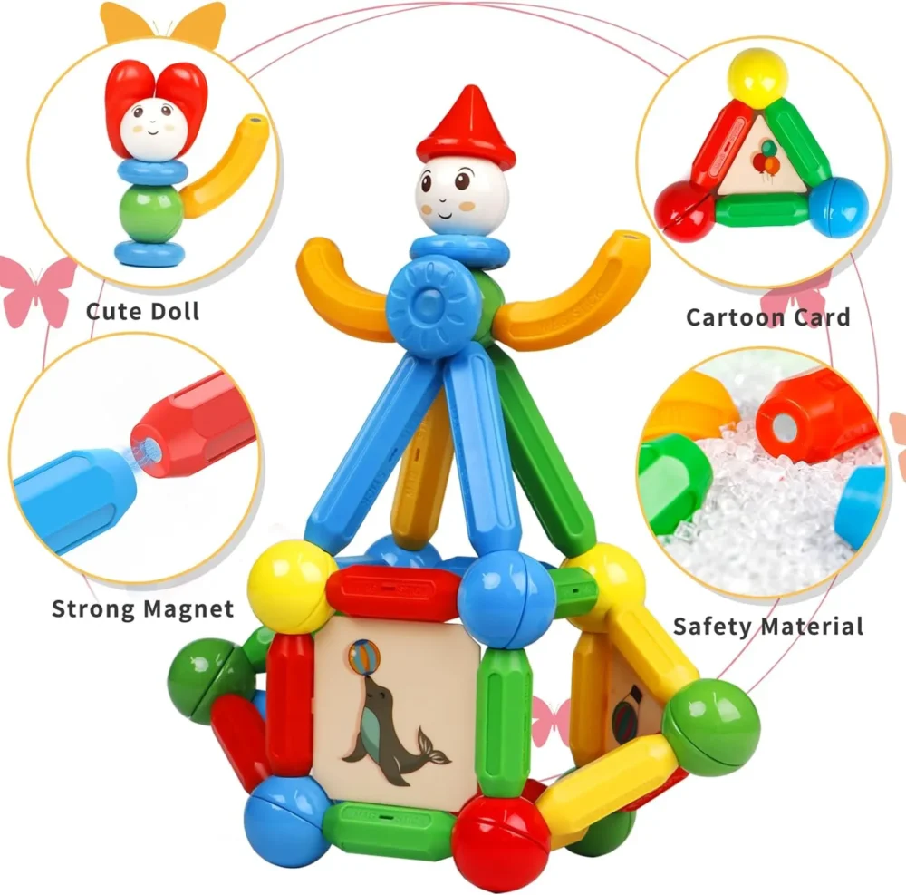 Magnetic Building Blocks Toy – 36 & 42 - Piece Set - Image 4