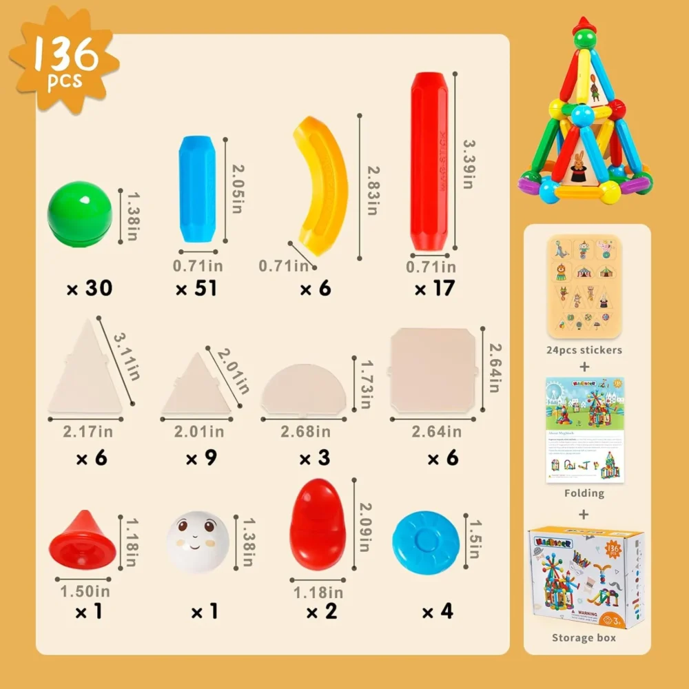 Magnetic Building Blocks Toy – 36 & 42 - Piece Set - Image 5