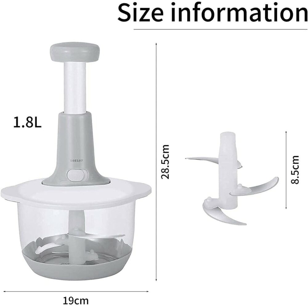 Plastic Food Chopper – Large Manual Vegetable Cutter & Mixer for Onion, Salad & More - Image 2
