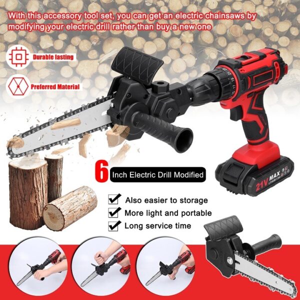 Electric Drill Chainsaw Attachment Tool Set for Wood Cutting and Pruning