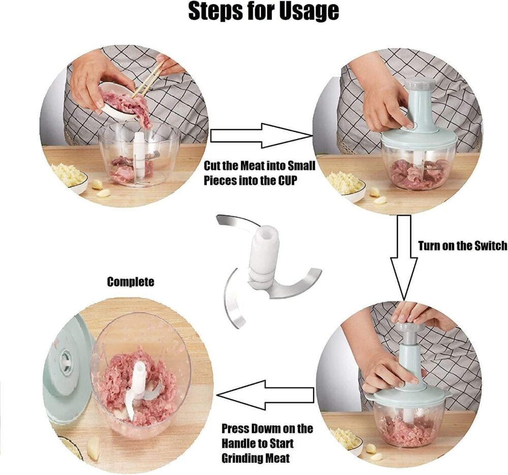 Plastic Food Chopper – Large Manual Vegetable Cutter & Mixer for Onion, Salad & More - Image 6