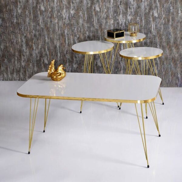 4 Pcs Tea Table Wood Set – 1 Box Wooden Table and Stools