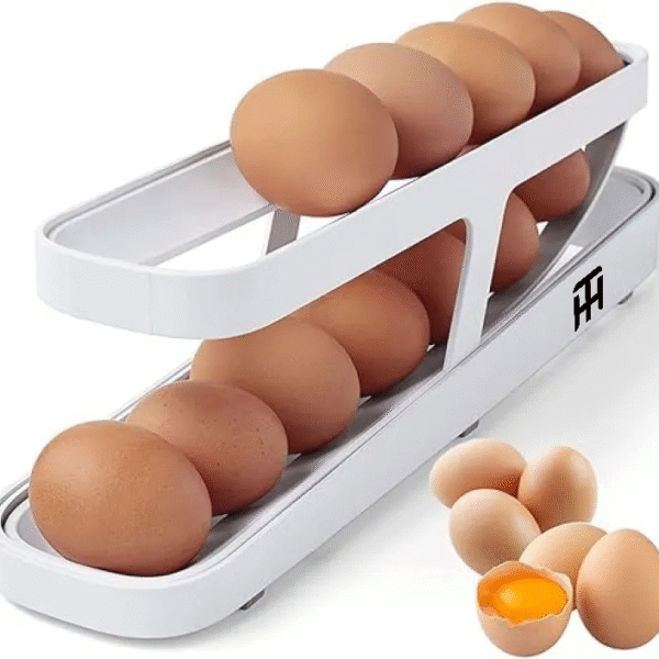 Egg Holder for Fridge – 2-Tier Automatic Rolling Dispenser Tray
