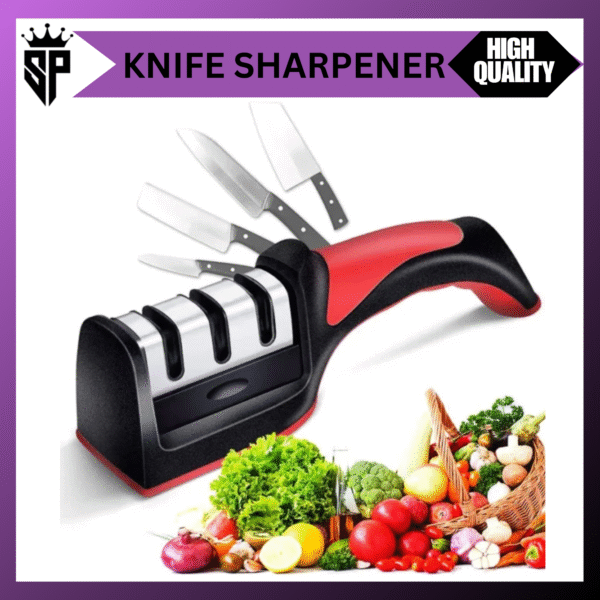 Kitchen Knife Sharpener 4-in-1 Adjustable Tool – Pro Manual Scissor & Blade Sharpening Stone