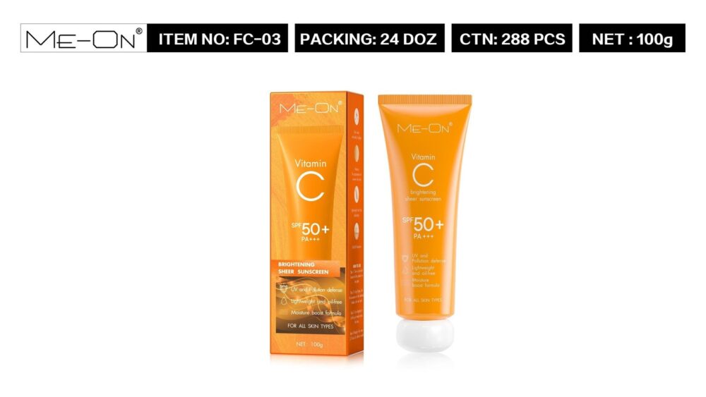 Me-On Vitamin C Sunscreen SPF 50 100g Tube – Brightening Sheer UV Protection