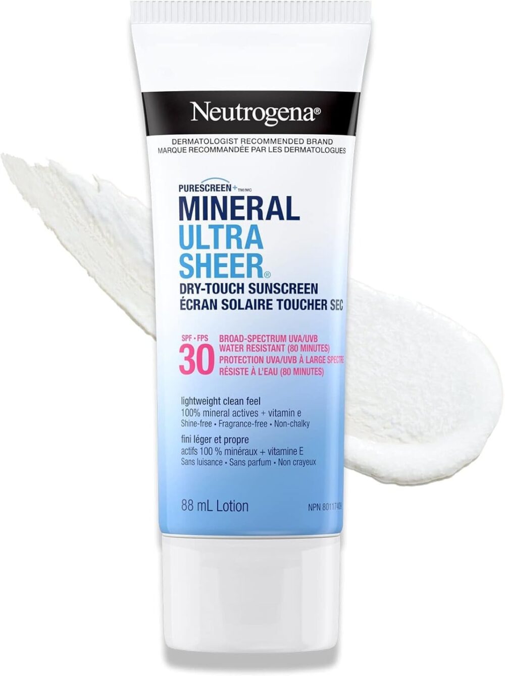 Neutrogena Mineral Ultra Sheer Sunscreen SPF 30 – Vegan, Vitamin E, Premium 88mL Tube