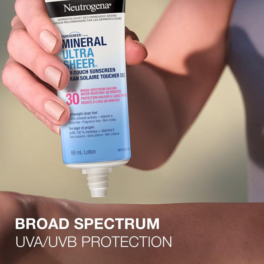 Neutrogena Mineral Ultra Sheer Sunscreen SPF 30 – Vegan, Vitamin E, Premium 88mL Tube