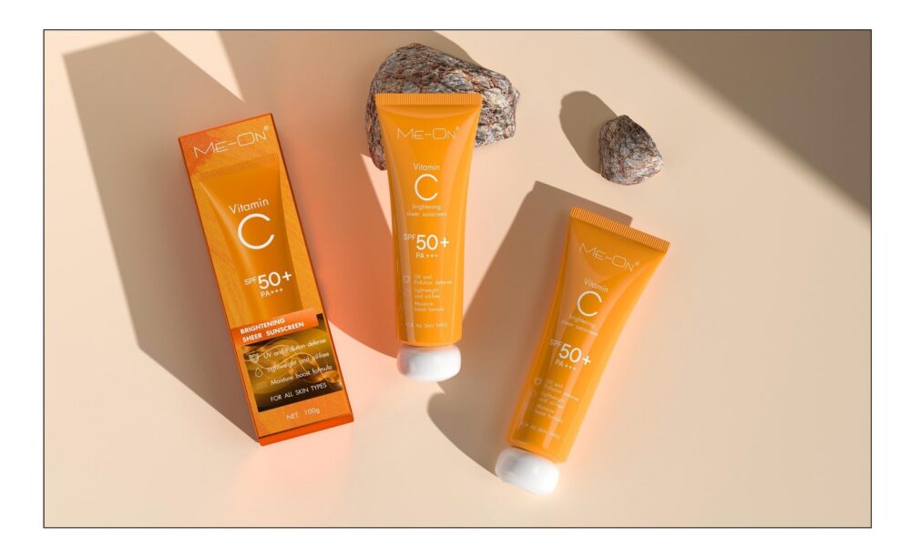 Me-On Vitamin C Sunscreen SPF 50 100g Tube – Brightening Sheer UV Protection