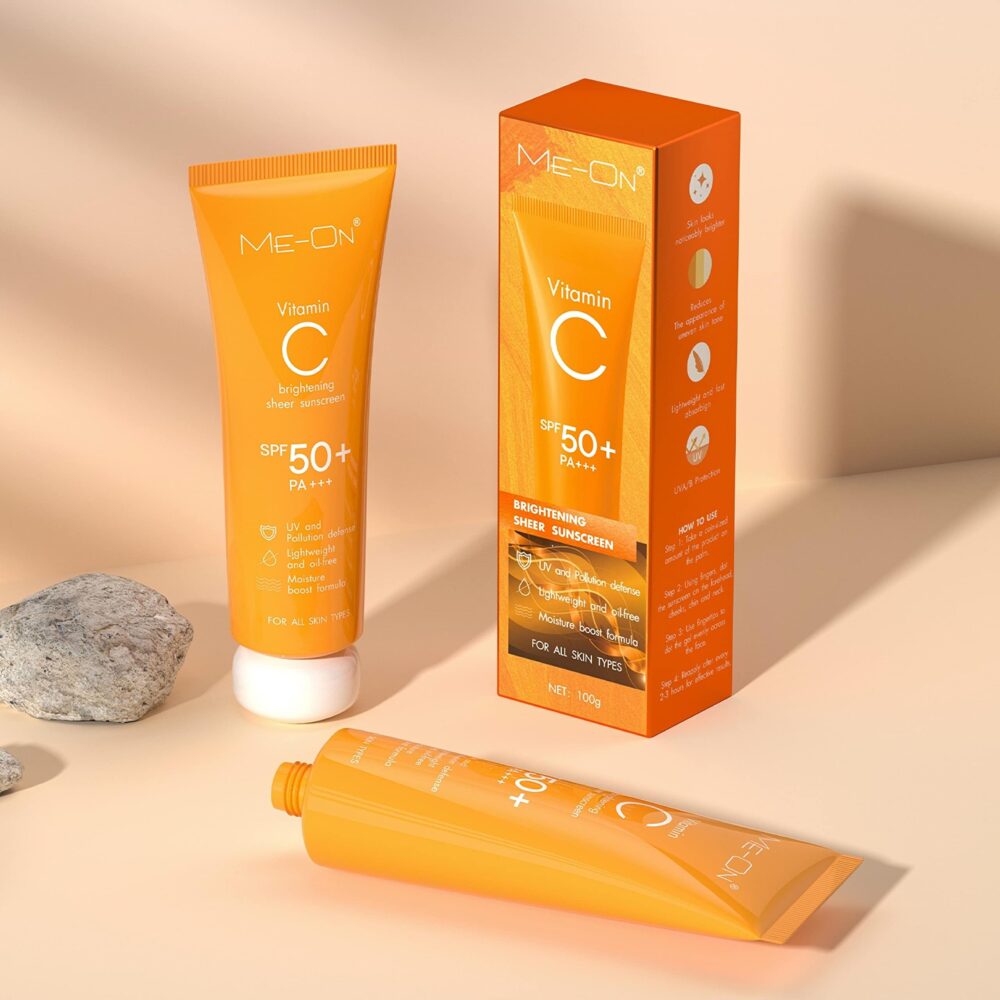 Me-On Vitamin C Sunscreen SPF 50 100g Tube – Brightening Sheer UV Protection