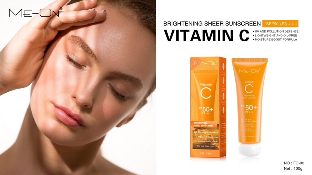 Me-On Vitamin C Sunscreen SPF 50 100g Tube – Brightening Sheer UV Protection